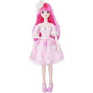 EVA BJD 22 Inch Doll Jointed Doll, Pink Hair, Party Dress